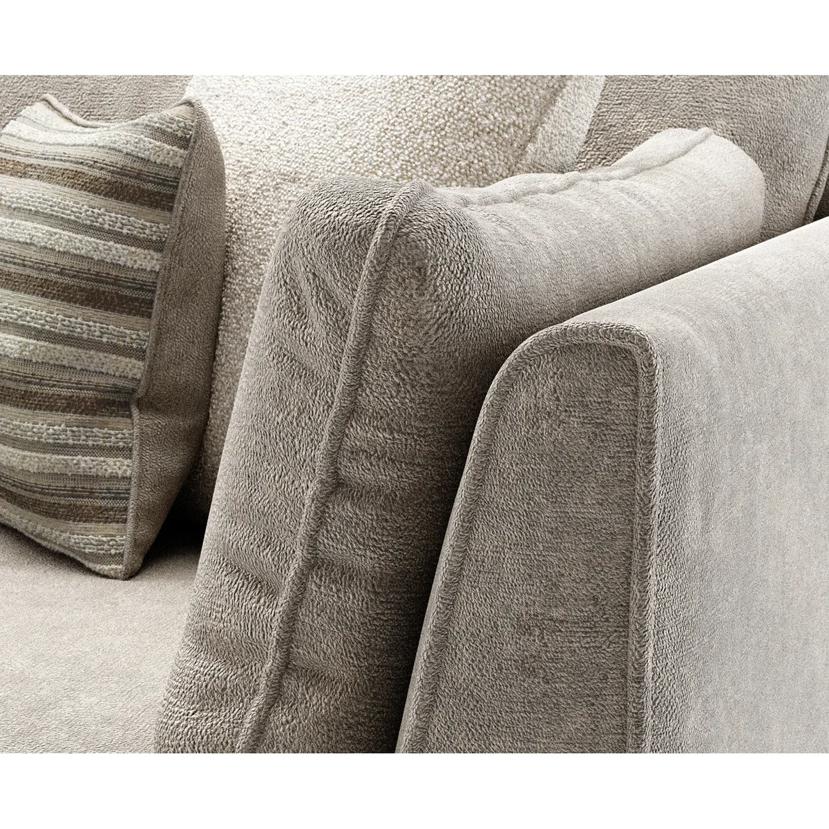 Palermo Truffle Chenille Fabric 3 Seater Sofa – image 5