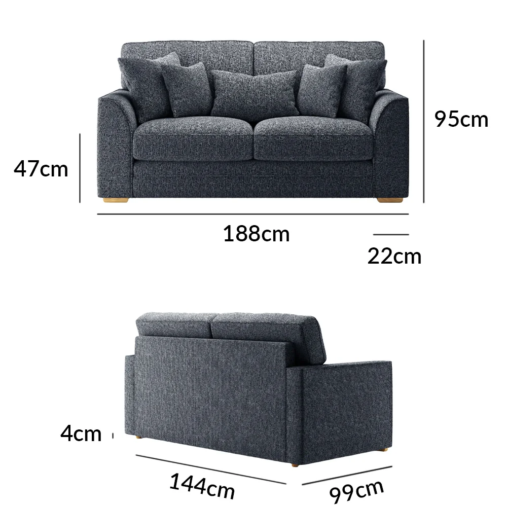 Jasper Navy Chenille Fabric 2 Seater Sofa – image 9