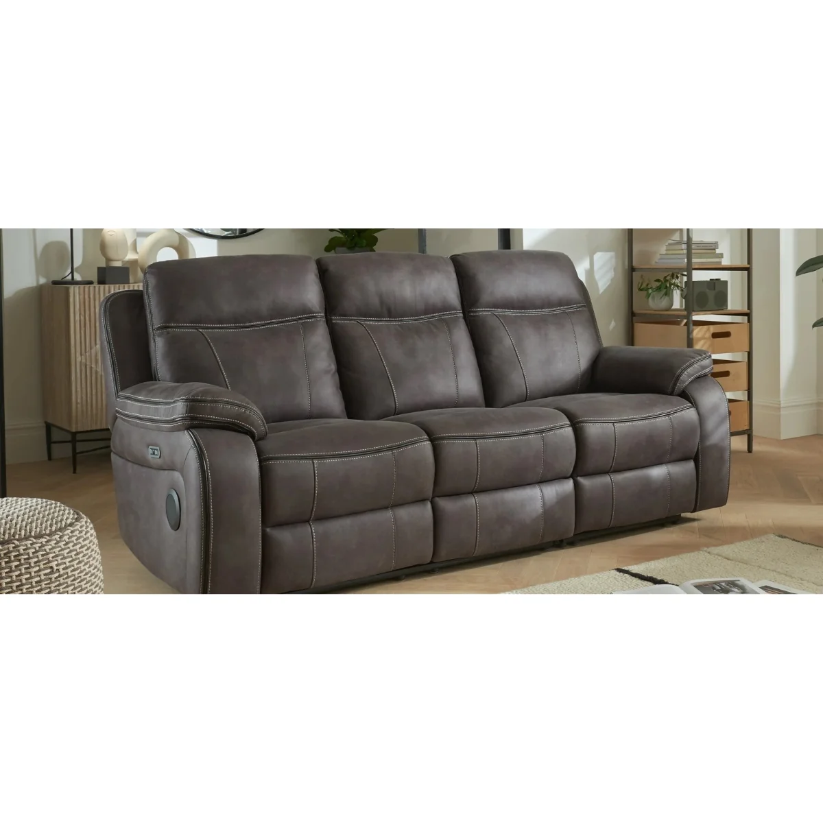 Hanson Graphite Fabric 3 Seater Recliner Sofa – image 6