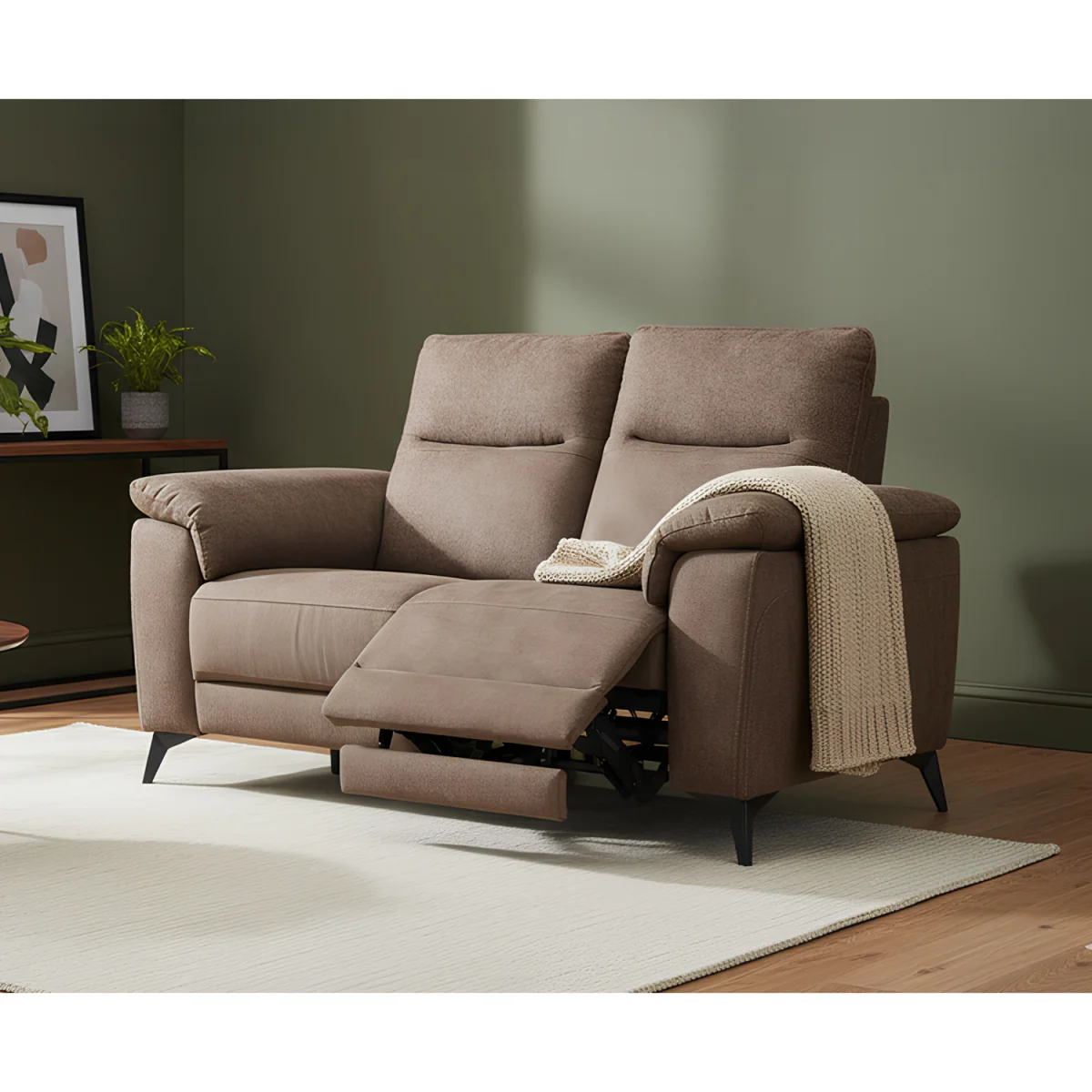 Sinclair Earth Brown Fabric 2 Seater Recliner Sofa – image 2