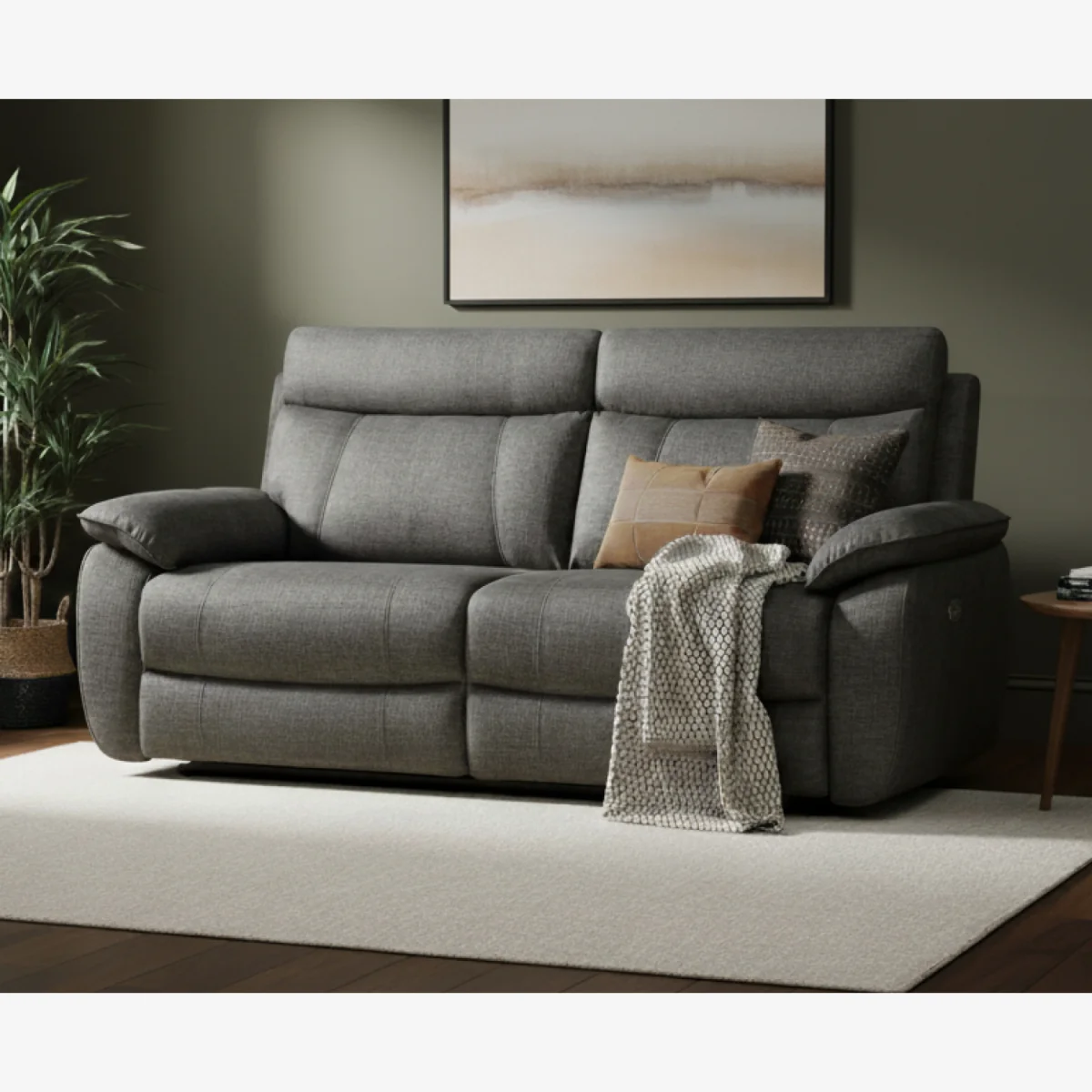 Albany Charcoal Fabric 3 Seater Recliner Sofa – image 1