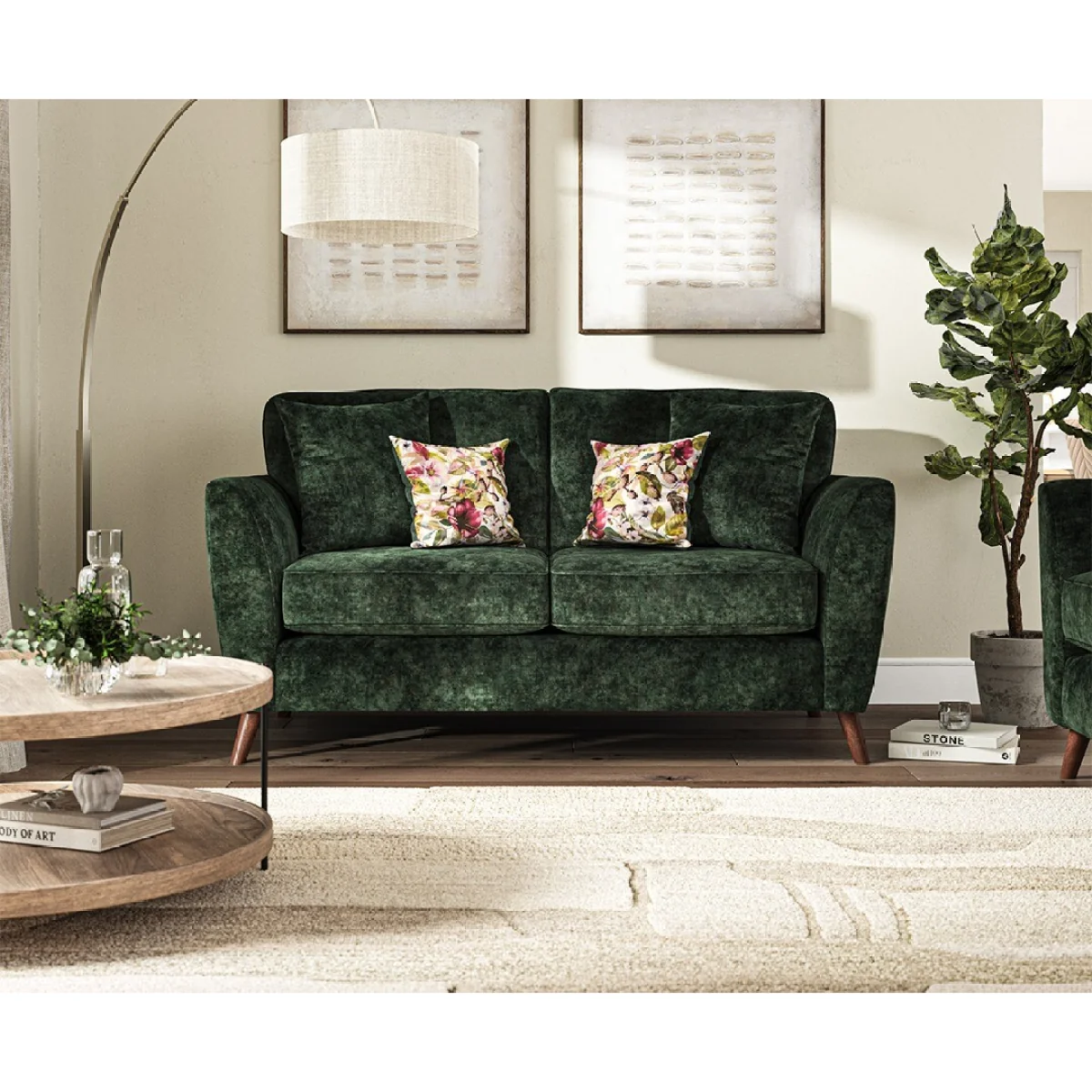 Naples Emerald Velvet 2 Seater Sofa – image 2