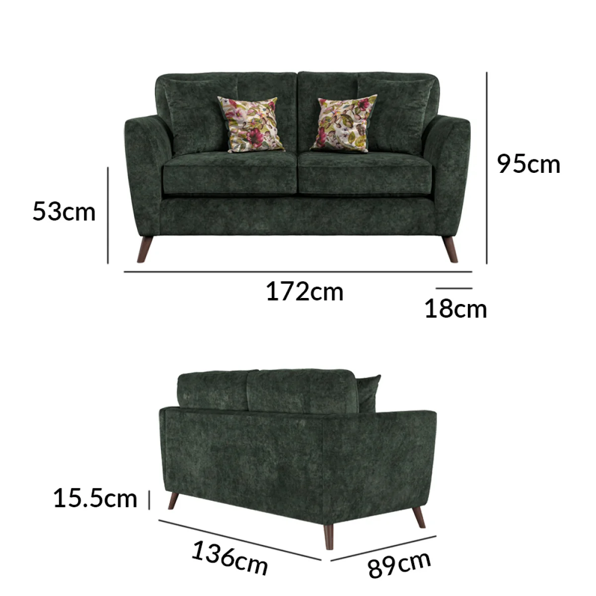 Naples Emerald Velvet 2 Seater Sofa – image 11