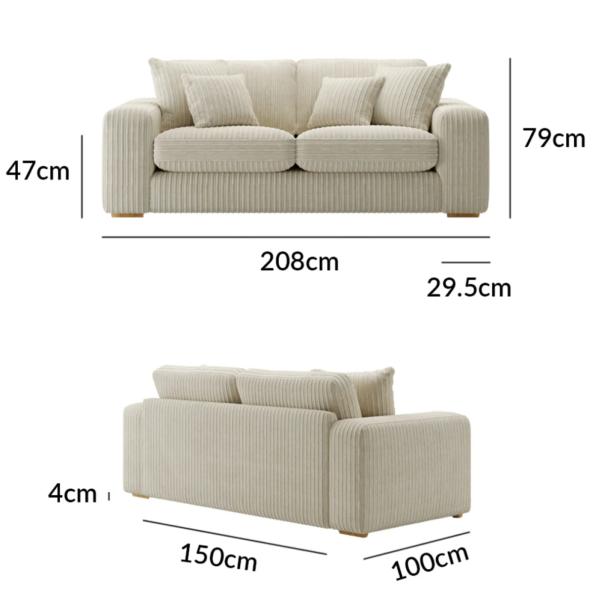 Milan Stone Fabric 2 Seater Sofa – image 8