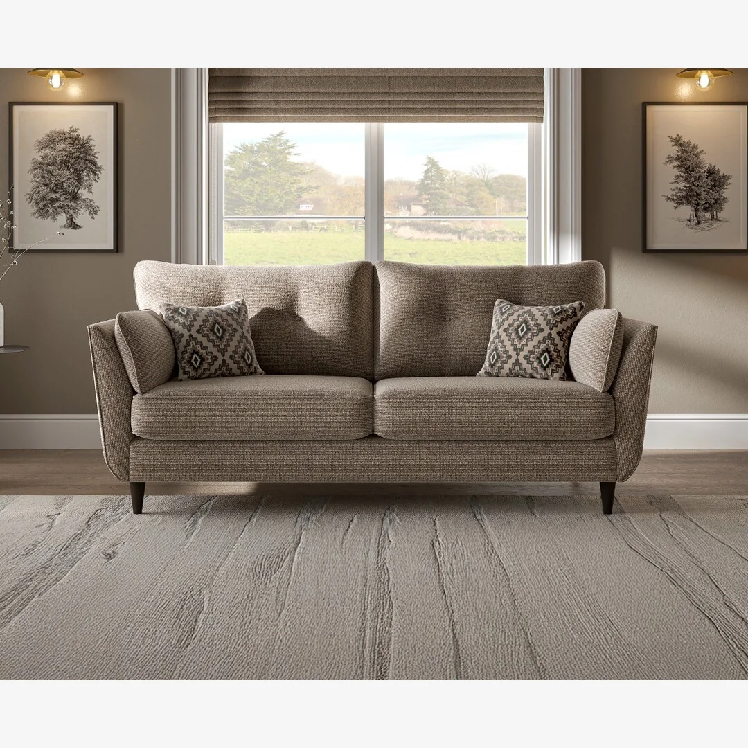 Capri Mushroom Fabric 3 Seater Sofa