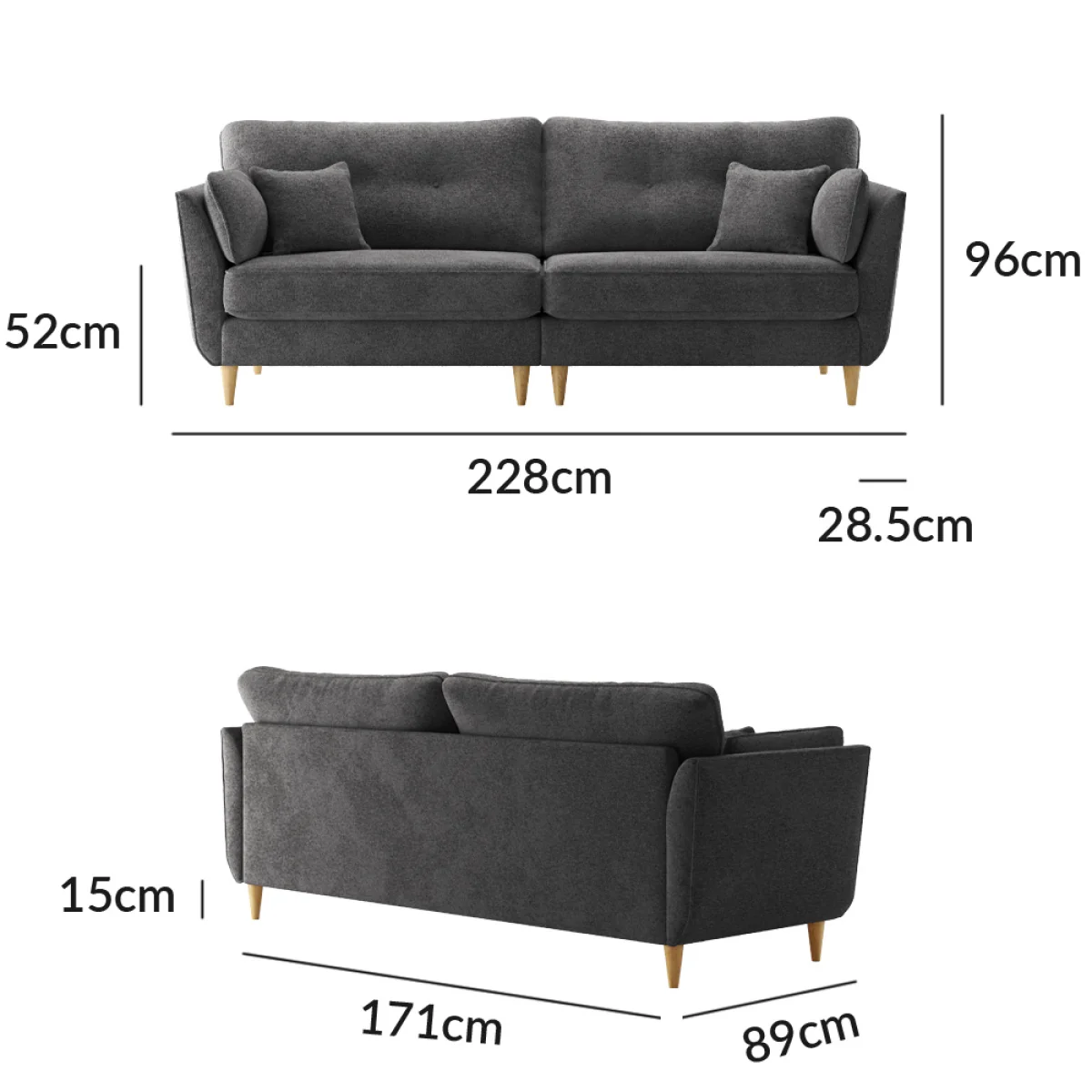 Capri Midnight Boucle Fabric 4 Seater Sofa – image 8