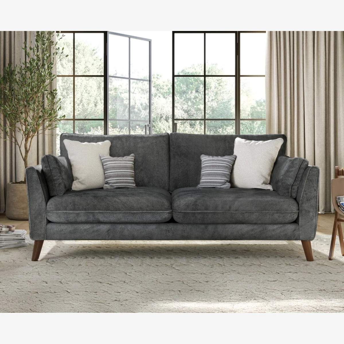 Palermo Graphite Chenille Fabric 3 Seater Sofa – image 1