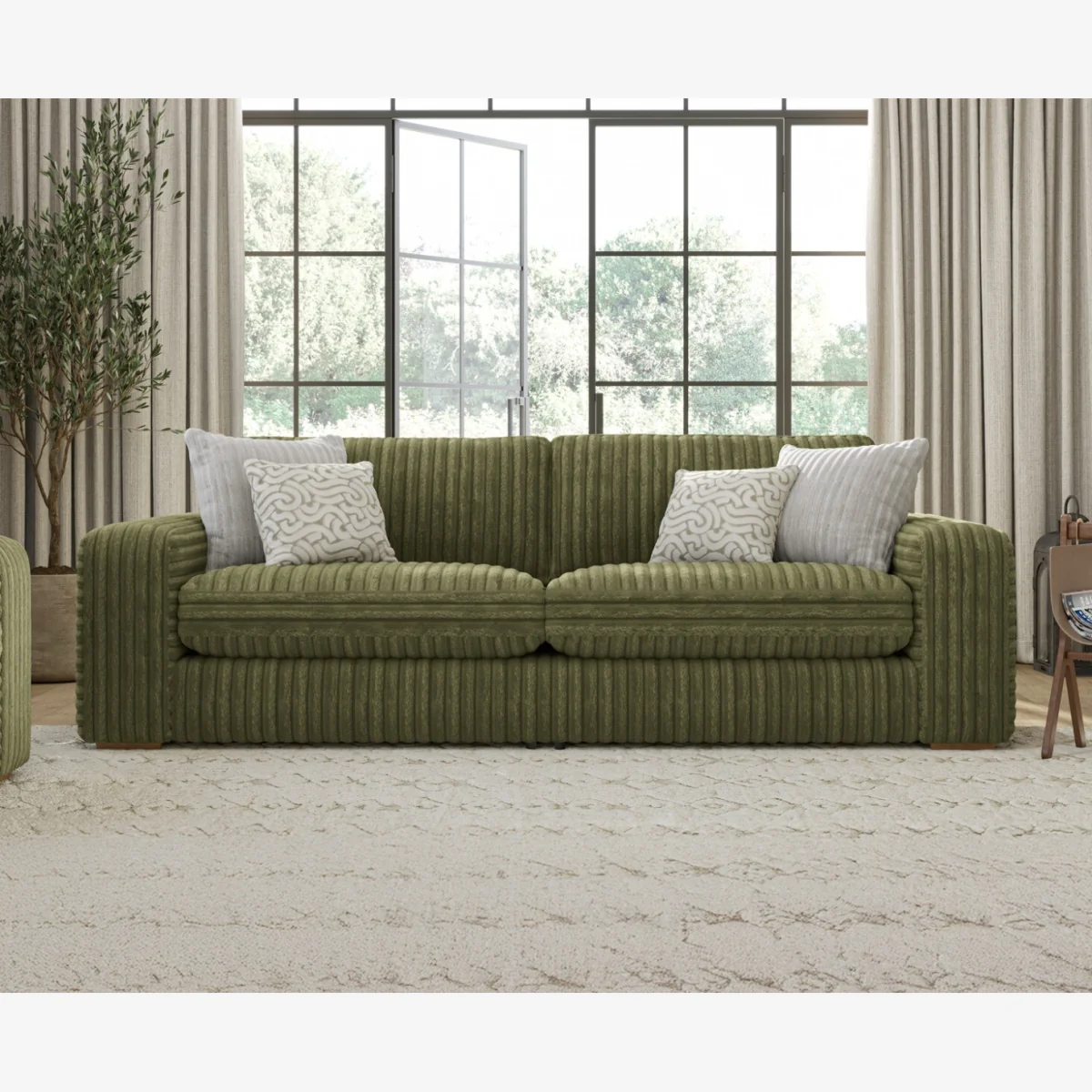 Milan Fern Green Fabric 4 Seater Sofa