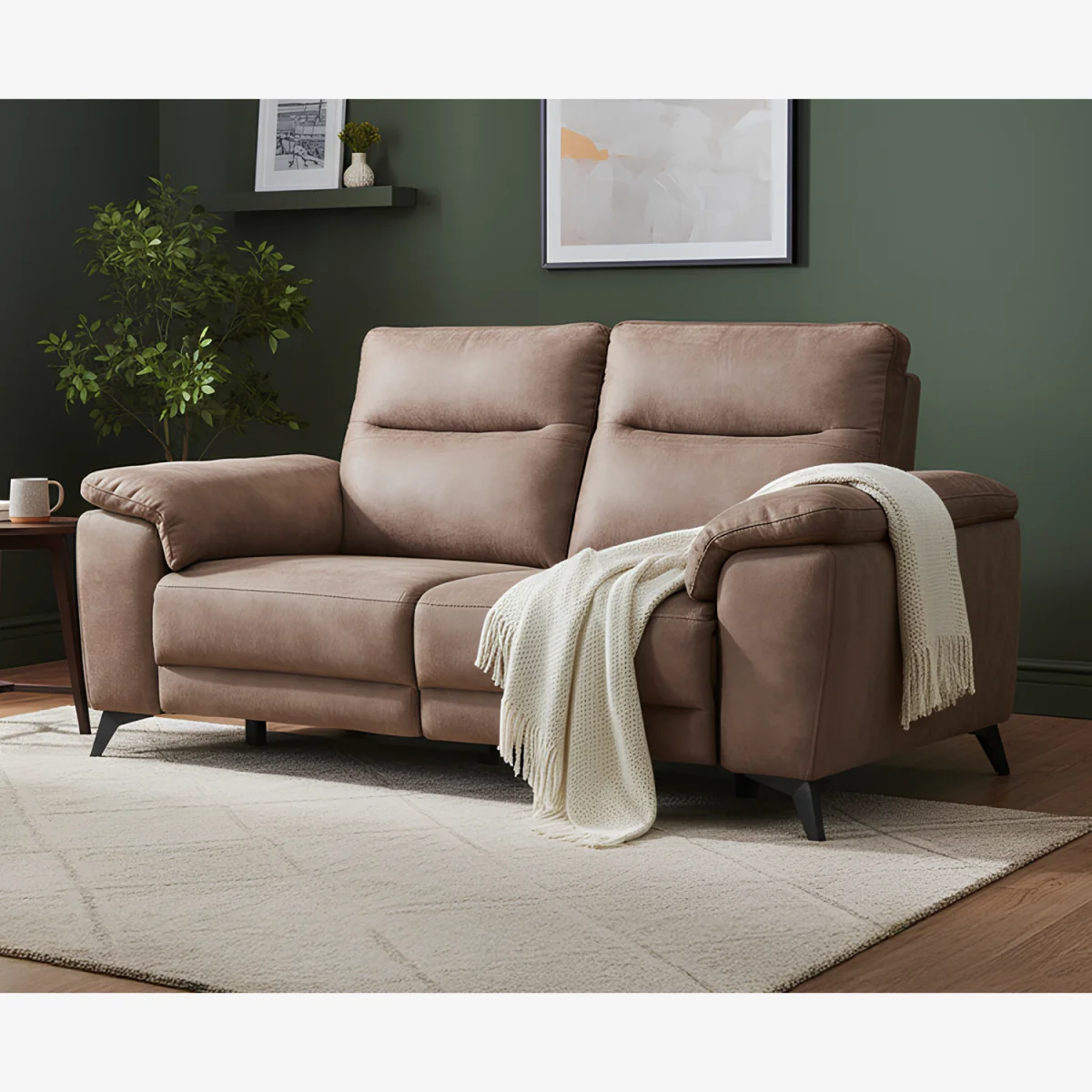 Sinclair Earth Brown Fabric 3 Seater Recliner Sofa – image 1