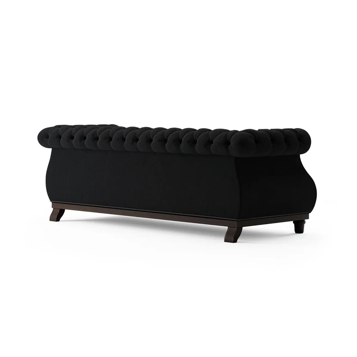 Harrow Chesterfield Black Linen Fabric 3 Seater Sofa – image 3