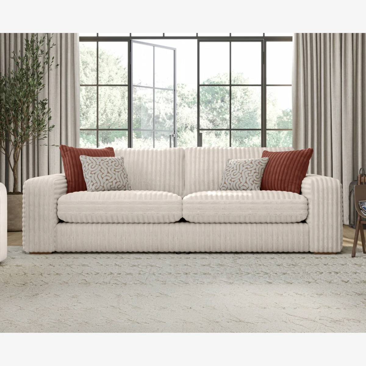 Milan Natural Fabric 4 Seater Sofa