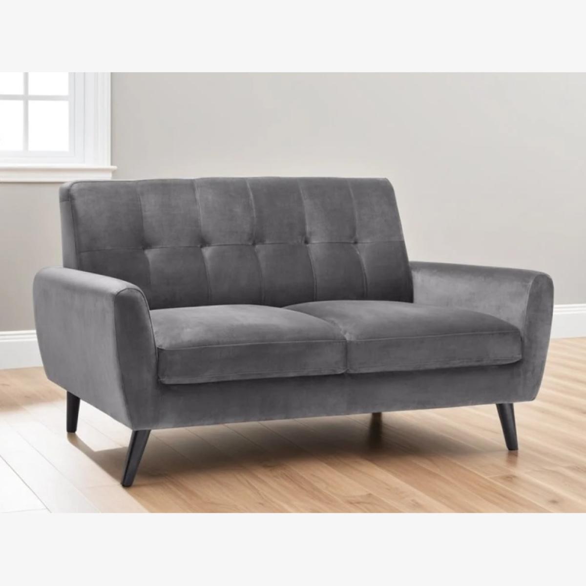 Julian Bowen Monza 2 Seater Sofa - Dark Grey Velvet In DarkGrey – image 1