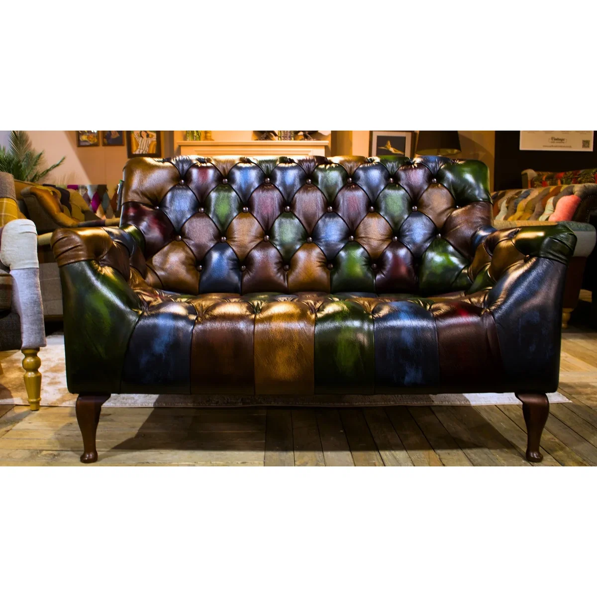 Metropolitan Rub-Off Leather Patchwork 2 Seater Sofa – image 5