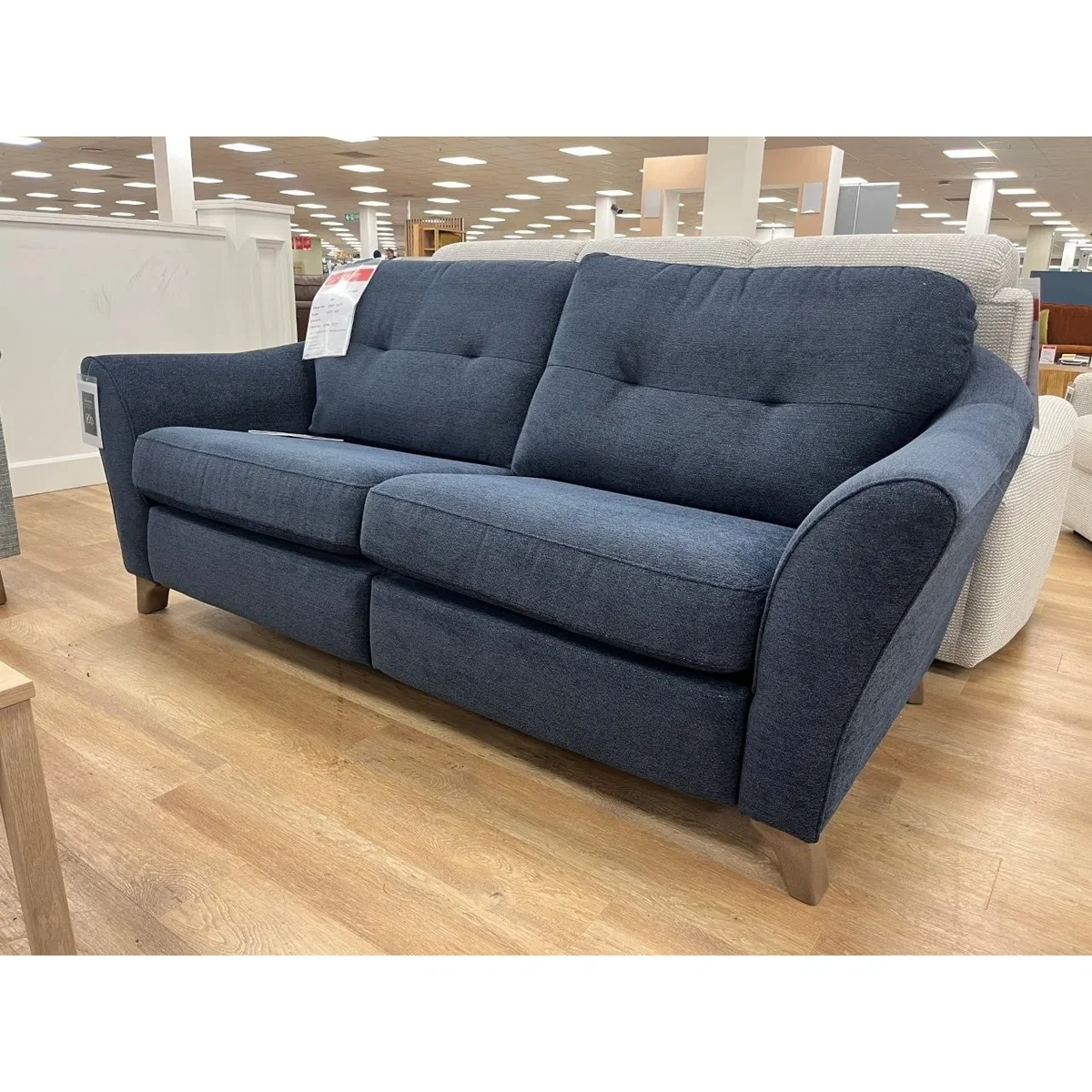 G Plan Hatton 3 Seater Sofa in Girona Midnight Fabric With Walnut Wood – image 3