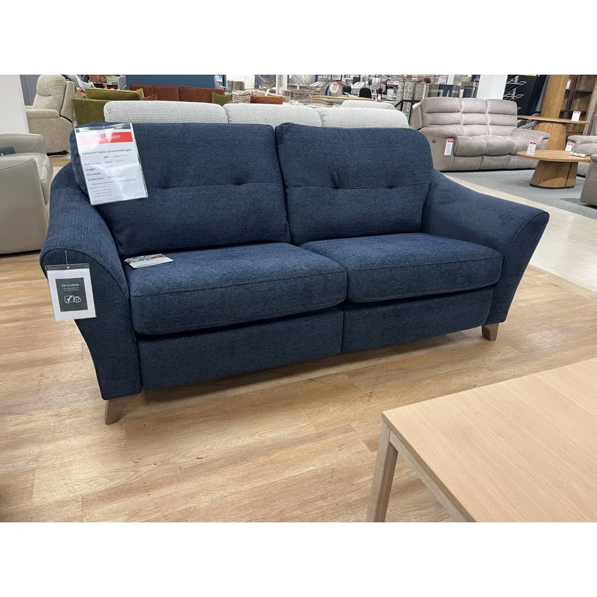G Plan Hatton 3 Seater Sofa in Girona Midnight Fabric With Walnut Wood – image 5
