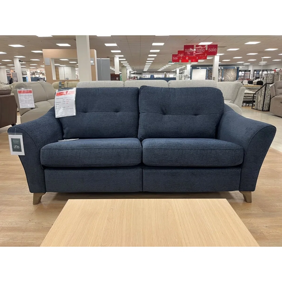 G Plan Hatton 3 Seater Sofa in Girona Midnight Fabric With Walnut Wood – image 6