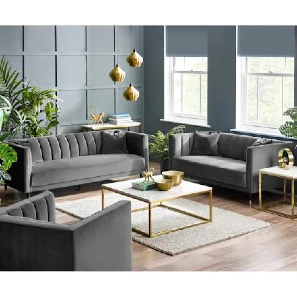 Julian Bowen Salma Scalloped Back 2 Seater - Grey – image 5