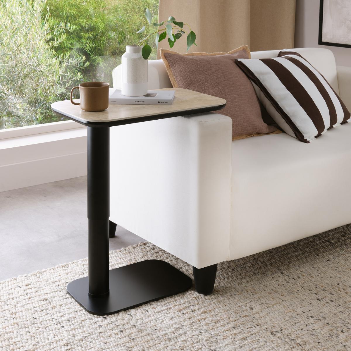 Sully Sintered Stone Gas Lift Adjustable Sofa Table - Beige – image 1