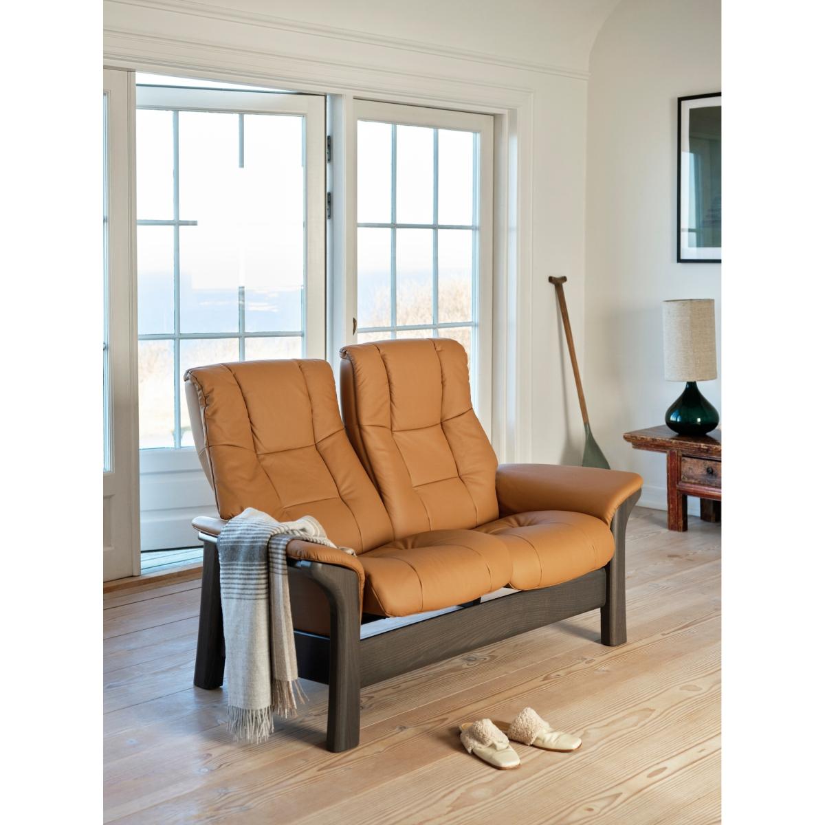 Stressless Windsor High Back 2 Seater Recliner Sofa - Paloma Sand – image 7