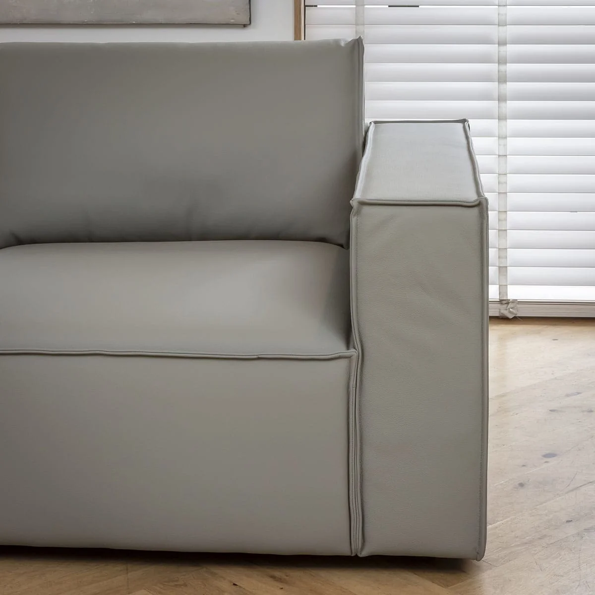 Modern Grey Leather 2 Seater and 3 Seater Sofa Settee Couch Set – image 4