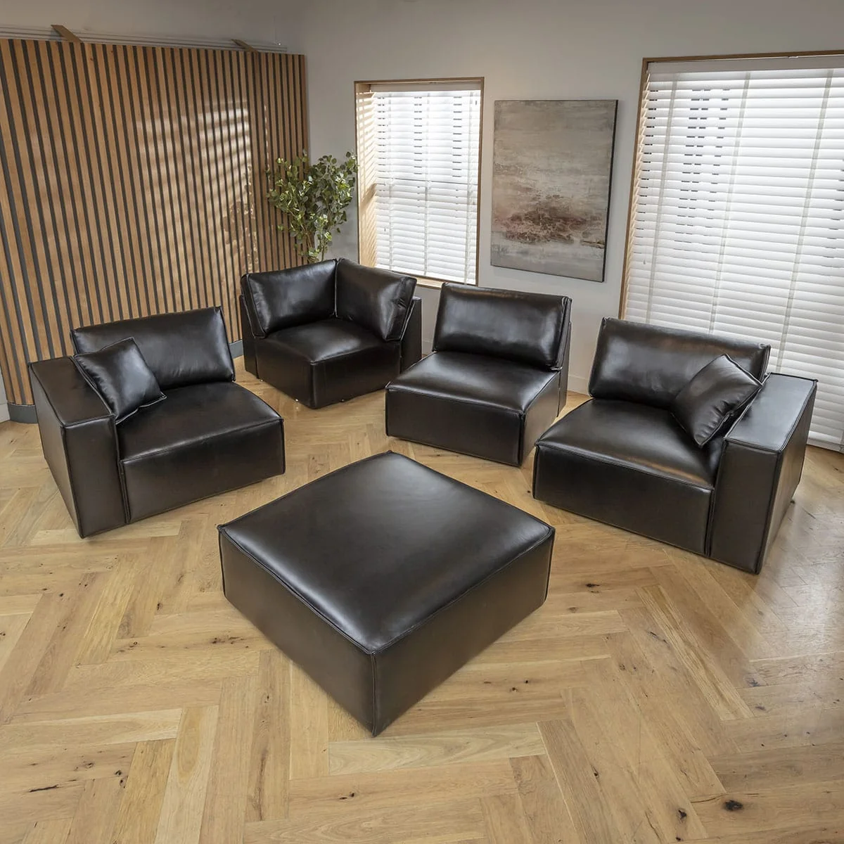 Modern Black Leather 2 Seater and 3 Seater Sofa Settee Couch Set – image 4