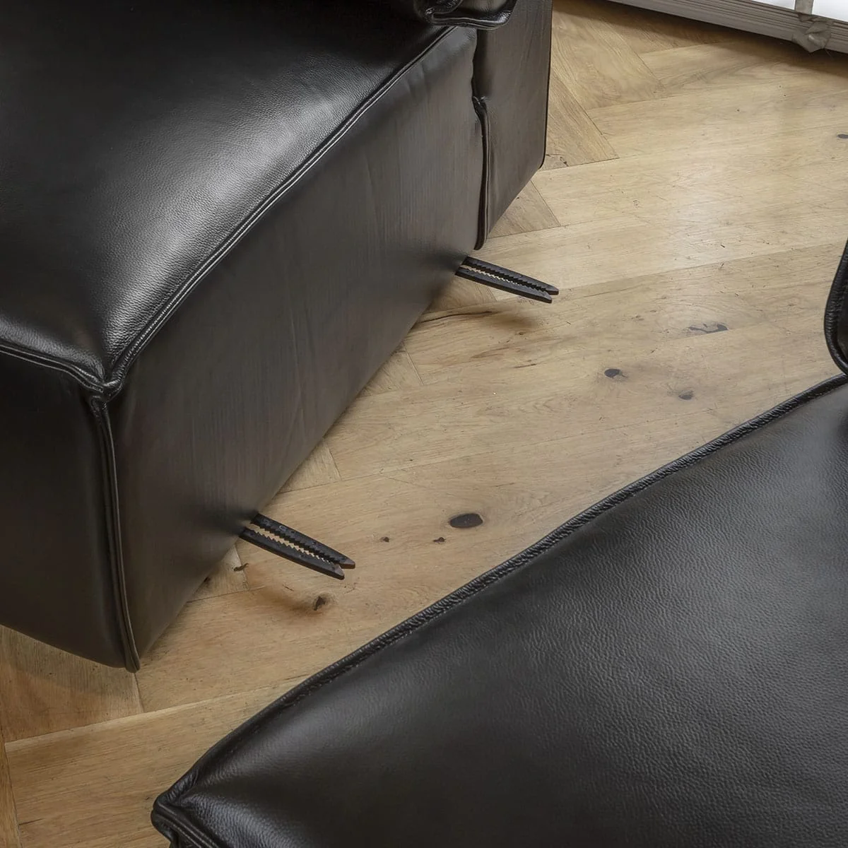 Modern Black Leather 2 Seater and 3 Seater Sofa Settee Couch Set – image 7