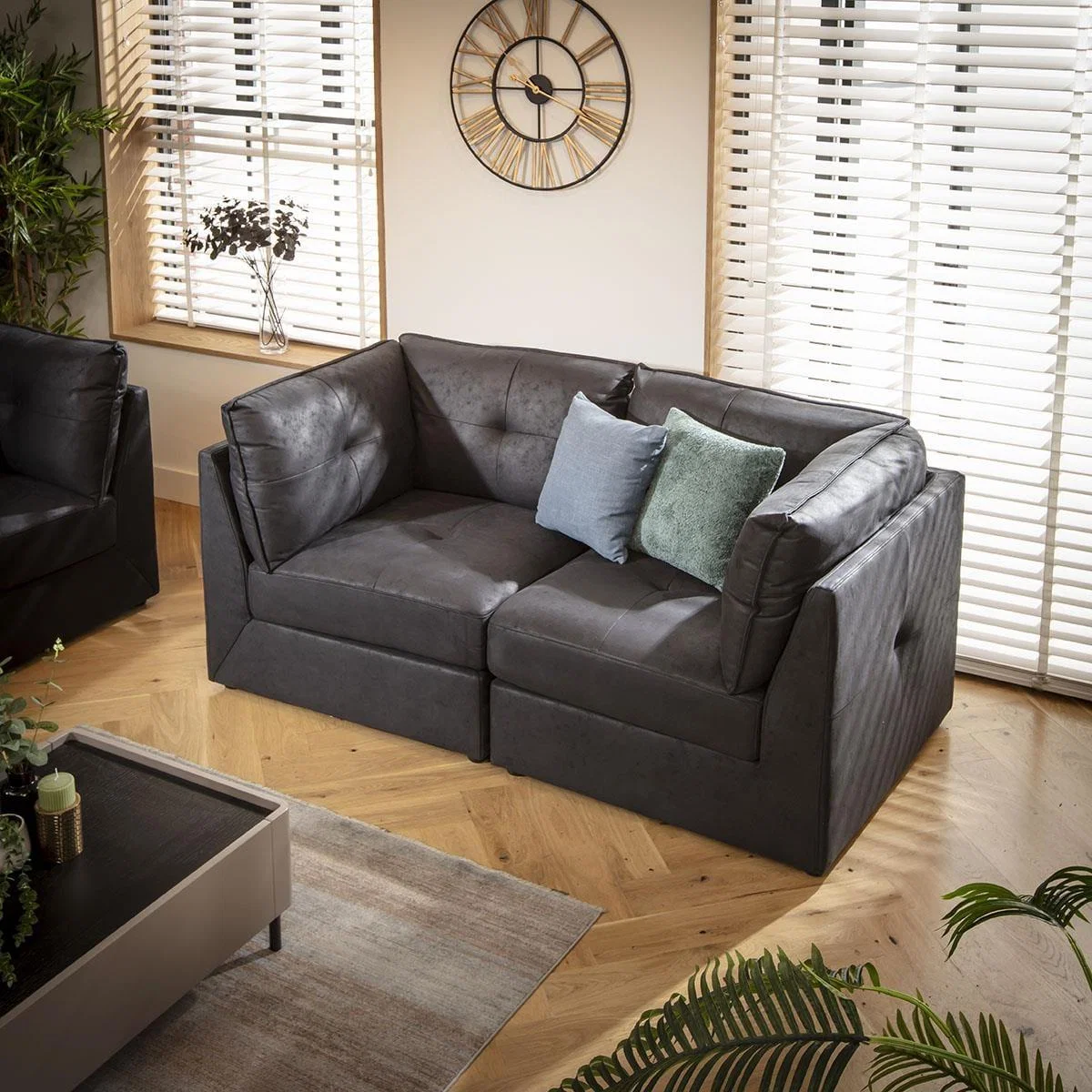 Archie 5 Seater Modular 3 & 2 Seater Sofa Set Black 1+2S – image 5