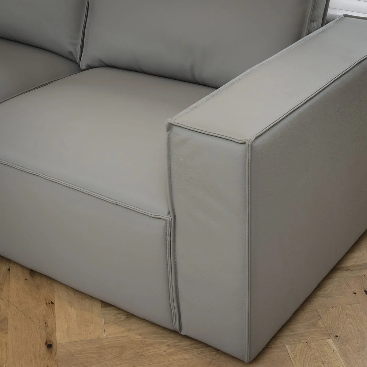Modern 2 Seater Modular Sofa in Real Grey Leather 220cm – image 8