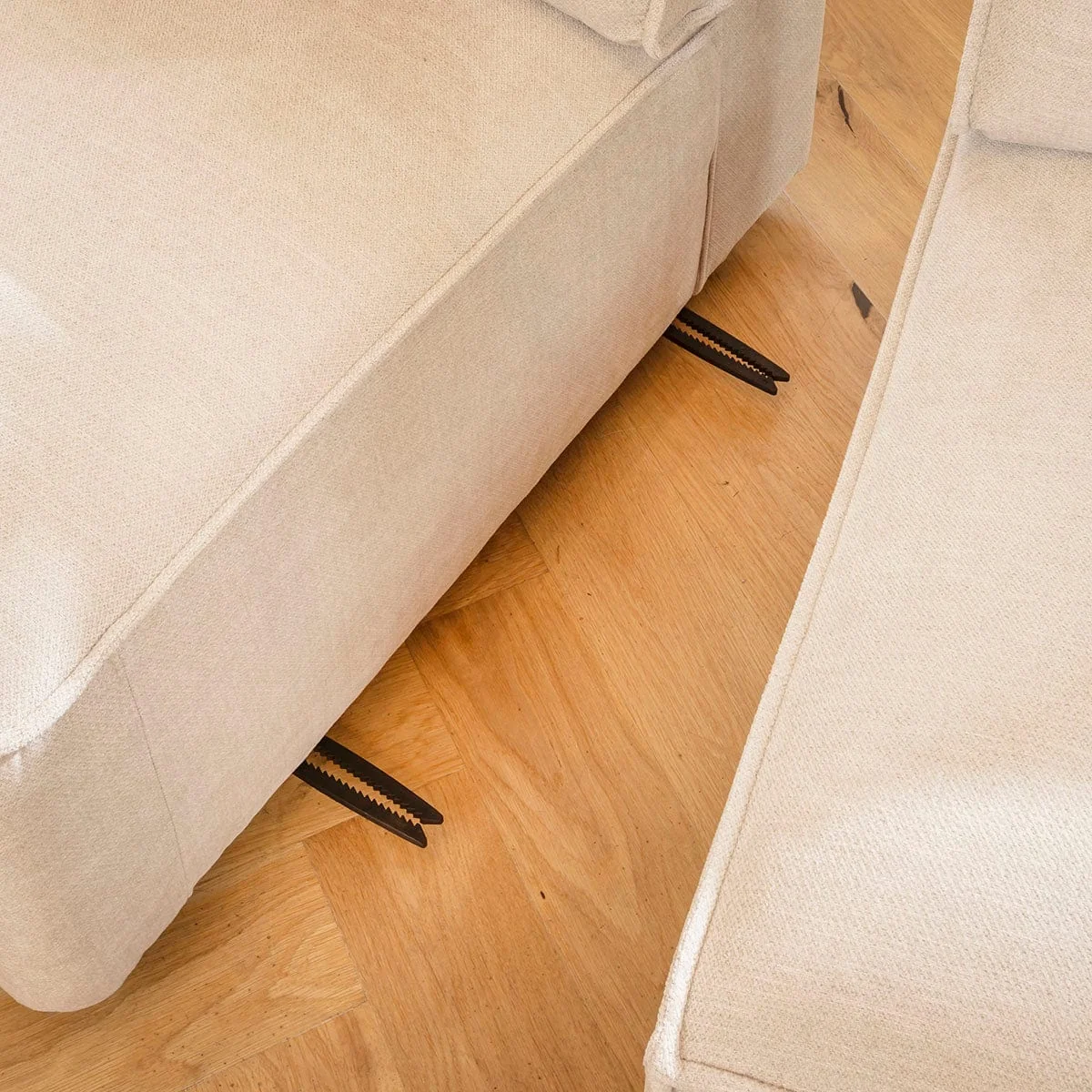 Modern Small 3 Seater Sofa Modular Settee Natural Cream Fabric 309x98cm 1 – image 5