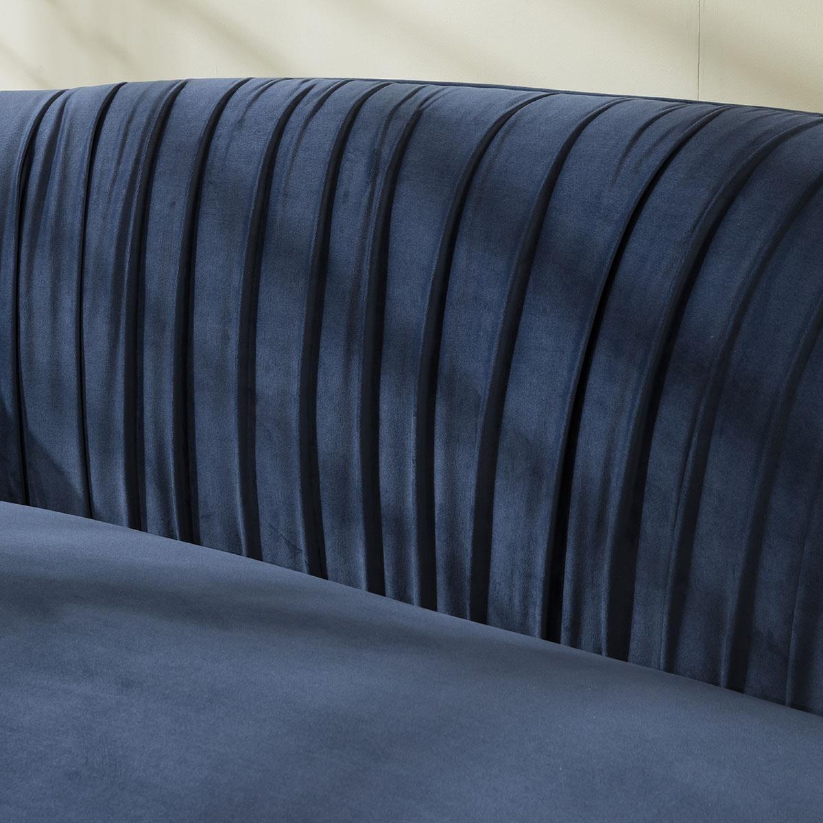 ExDisplay Tempe Curved 3 Seater Velvet Sofa Blue – image 5