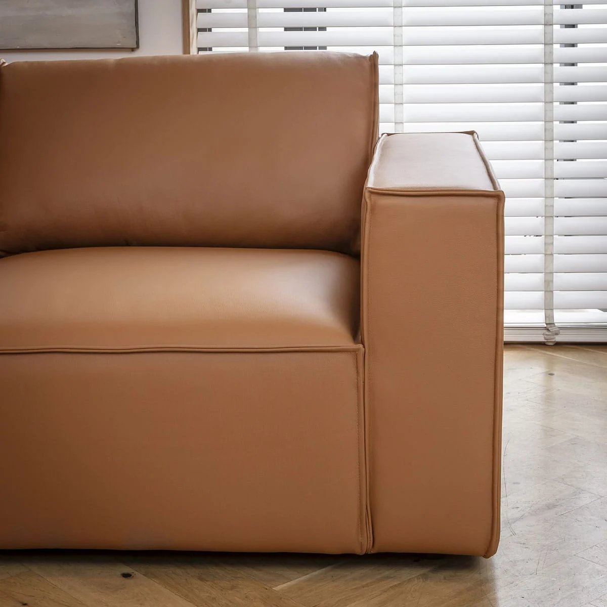 Modern Tan Leather Modular U-Shape Sofa Couch 309x196cm – image 4