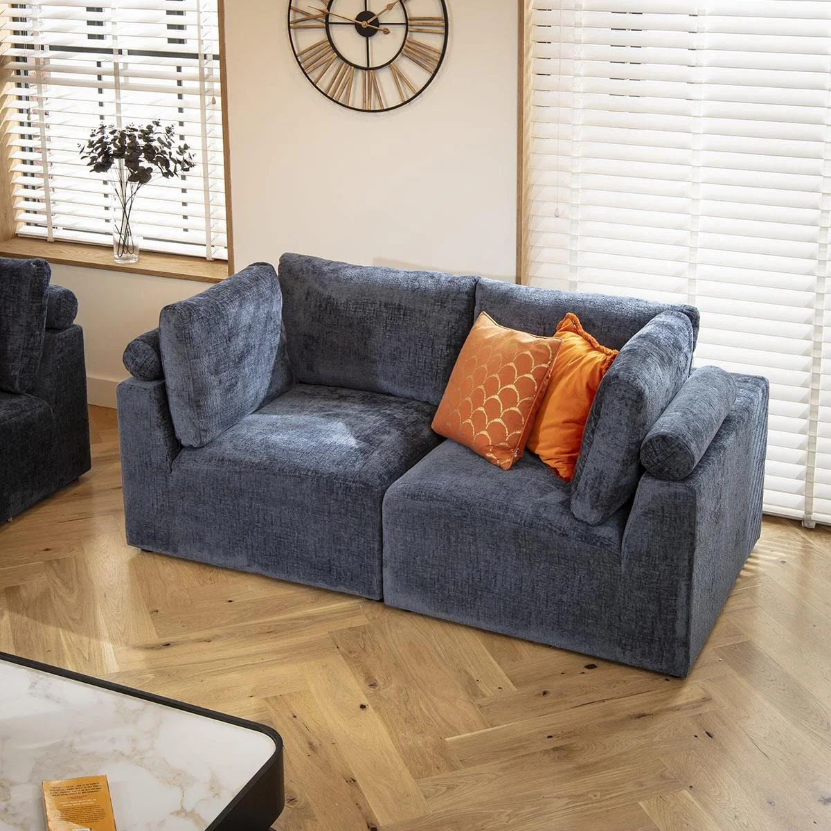 ExDisplay Martha Small 2 Seater Sofa Blue Chenille 184x92cm 2S – image 2