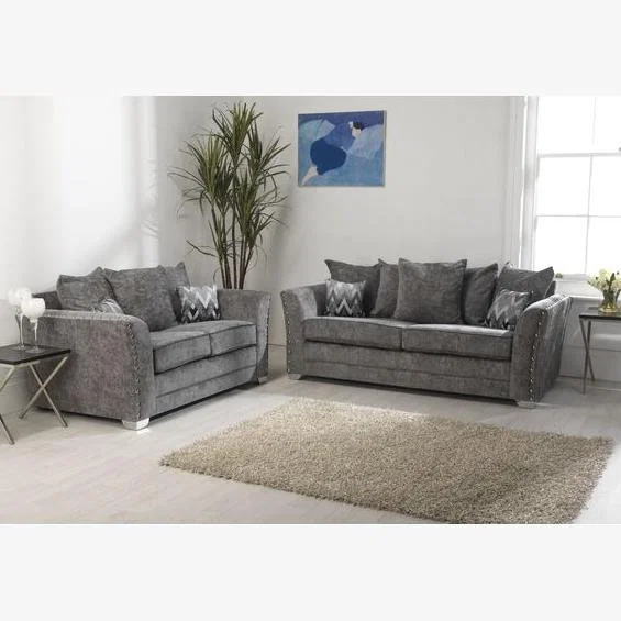 Elland Chenille Platinum Sofa Scatterback 3 Plus 2 - Platinum