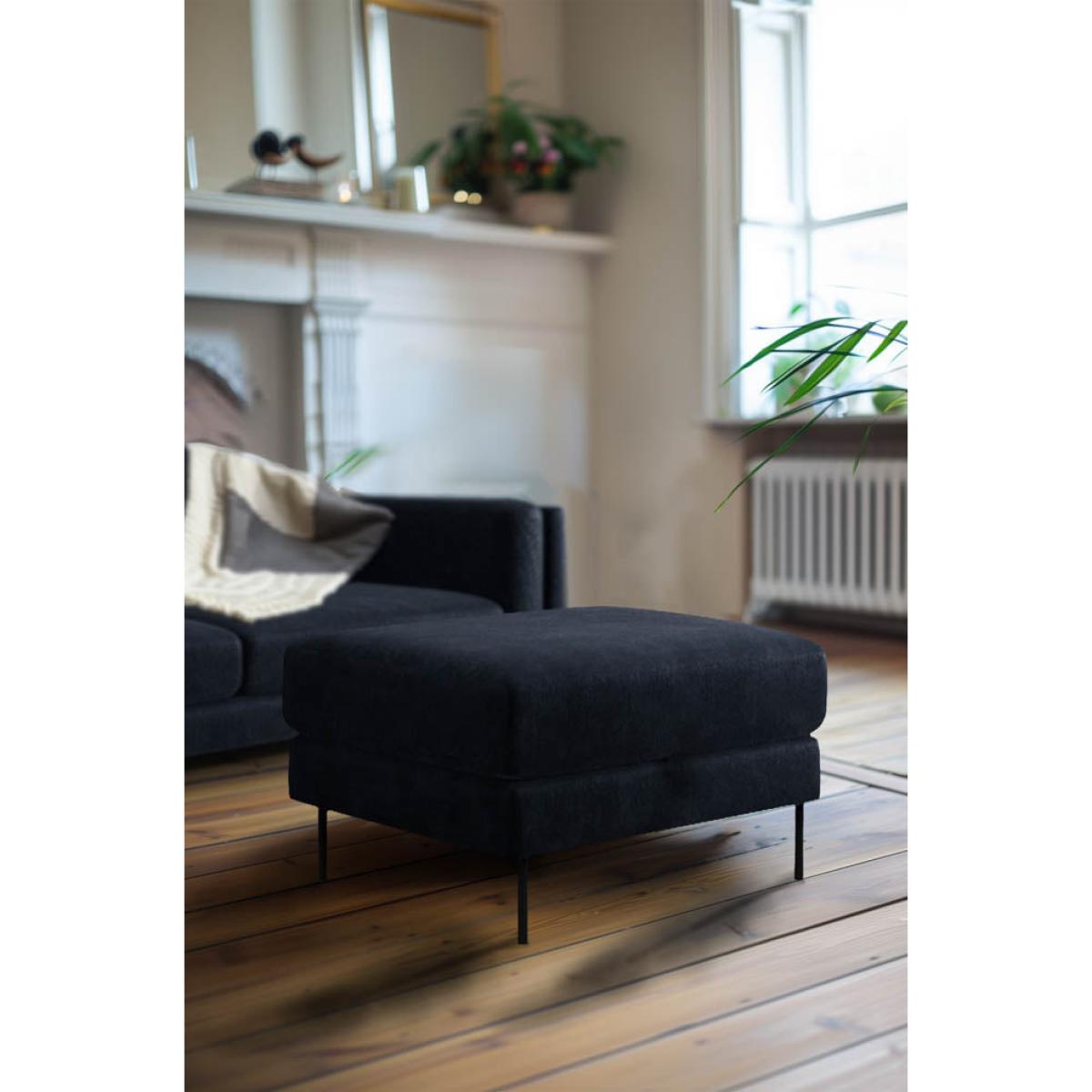 The Grace Foot Stool In Luxe Needlecord Velvet Midnight Navy – image 3
