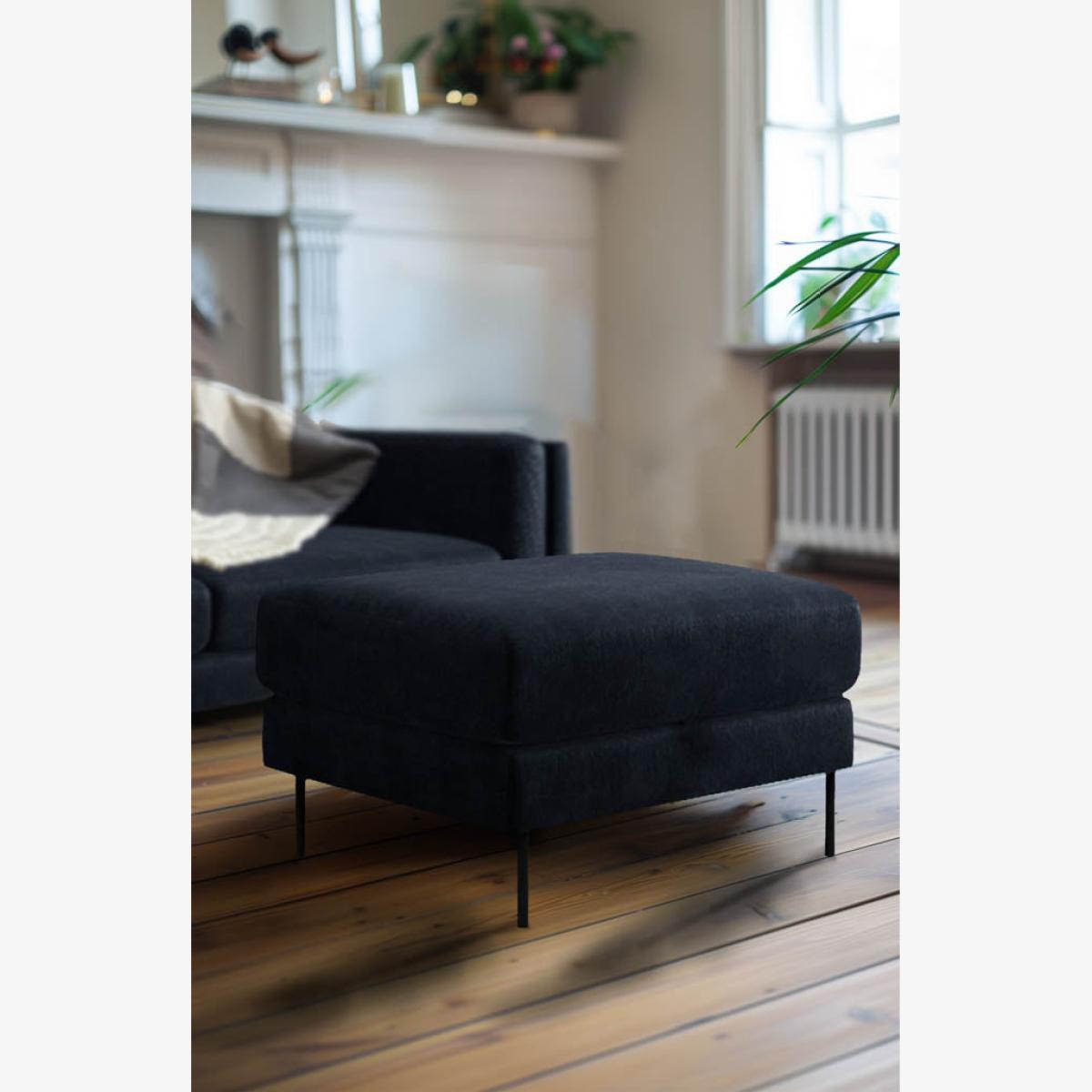 The Grace Foot Stool In Luxe Needlecord Velvet Midnight Navy – image 1