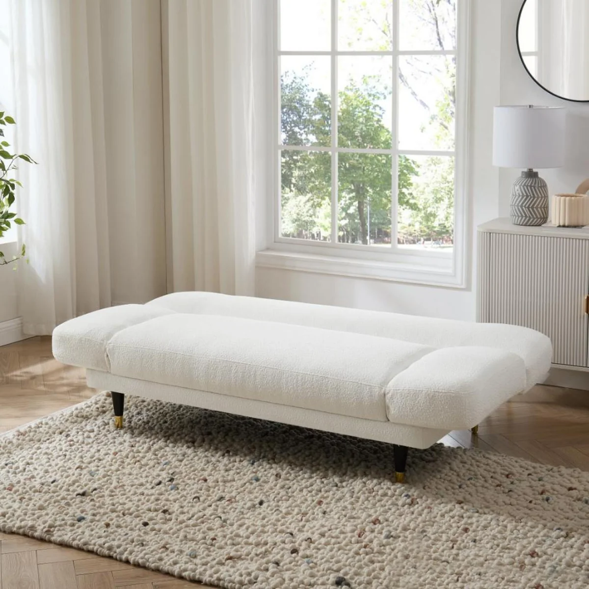 Silas Sofa Bed With Adjustable Armrests - White Boucle – image 3