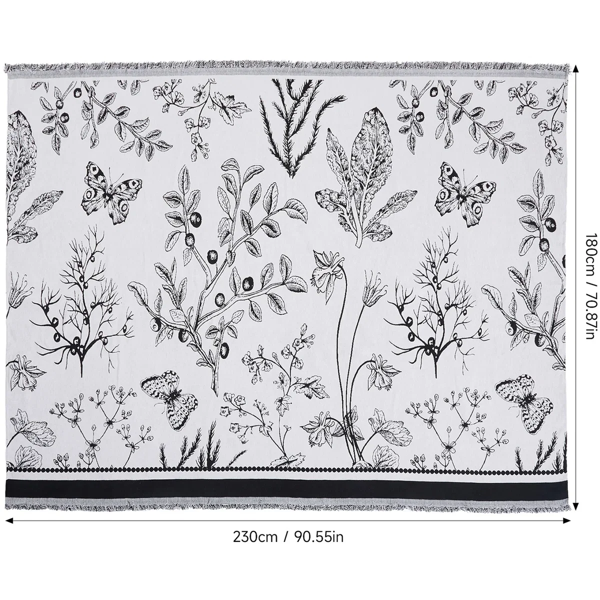 Anti-slip Soft Chenille Couch Cover Sofa Cover - White & Black / 2-Seater Sofa – image 2