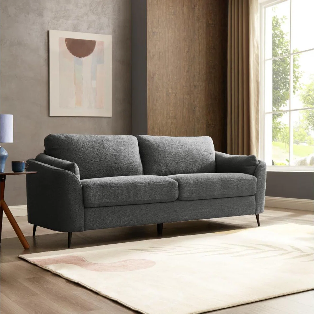 Lyra Sofa Range with Metal Legs - Dark Grey Boucle / 3