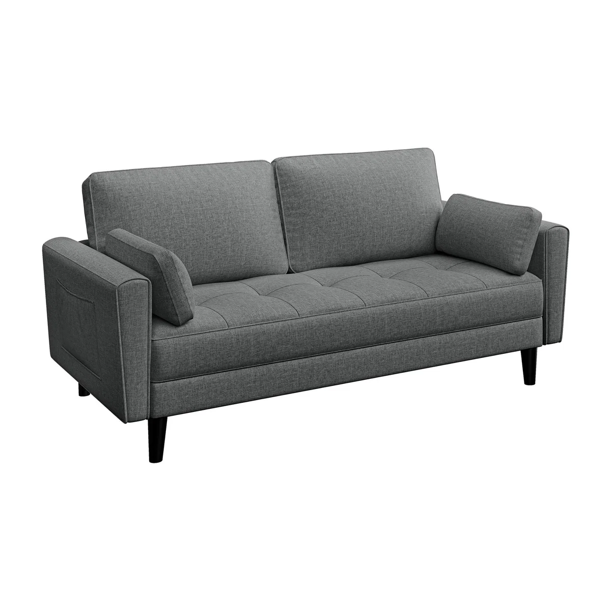 Upholstered 2 Seater Sofa Couch - Dark Grey