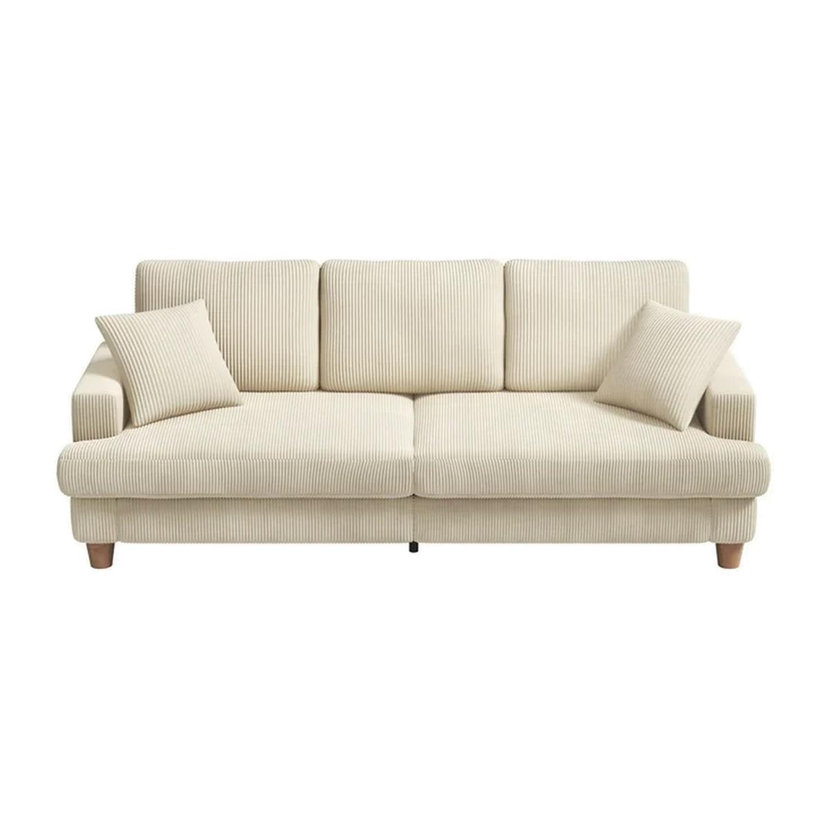 Neche Corduroy Sofa 3 Seater Sofa Comfy Upholstered Couch - Beige