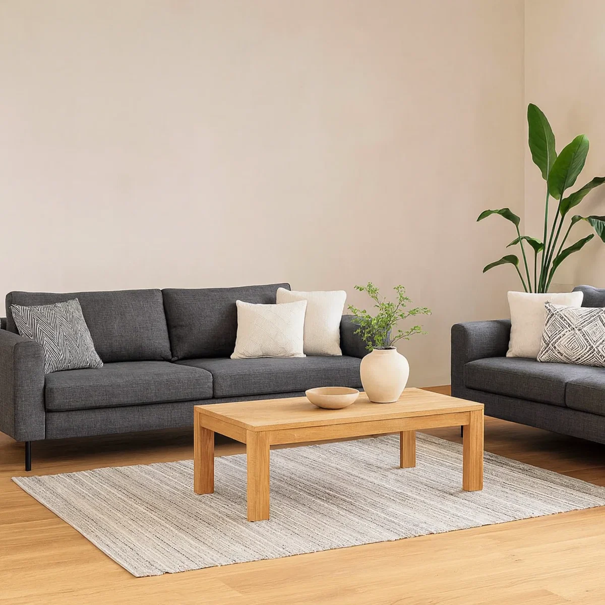 Wyld Haus San Sebastian Set of 2 3-Seater Sofas, Dark Grey Fabric, Black Steel Legs - Grey – image 2