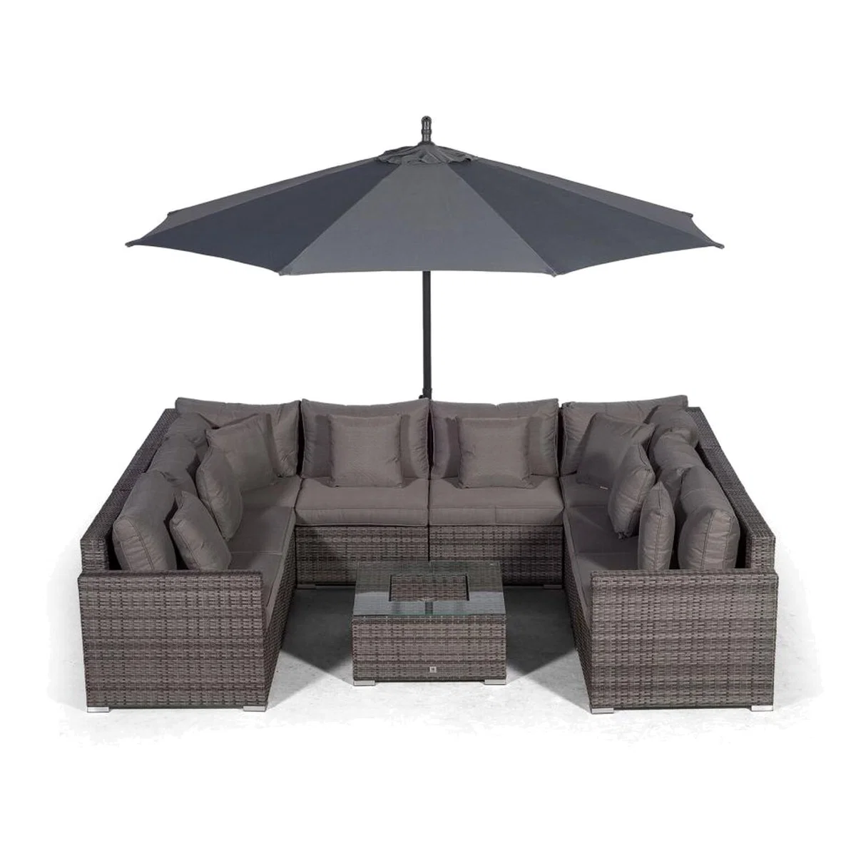 Havana 8 Seat Rattan Sofa Conversation Set with Ice Bucket Coffee Table - Grey