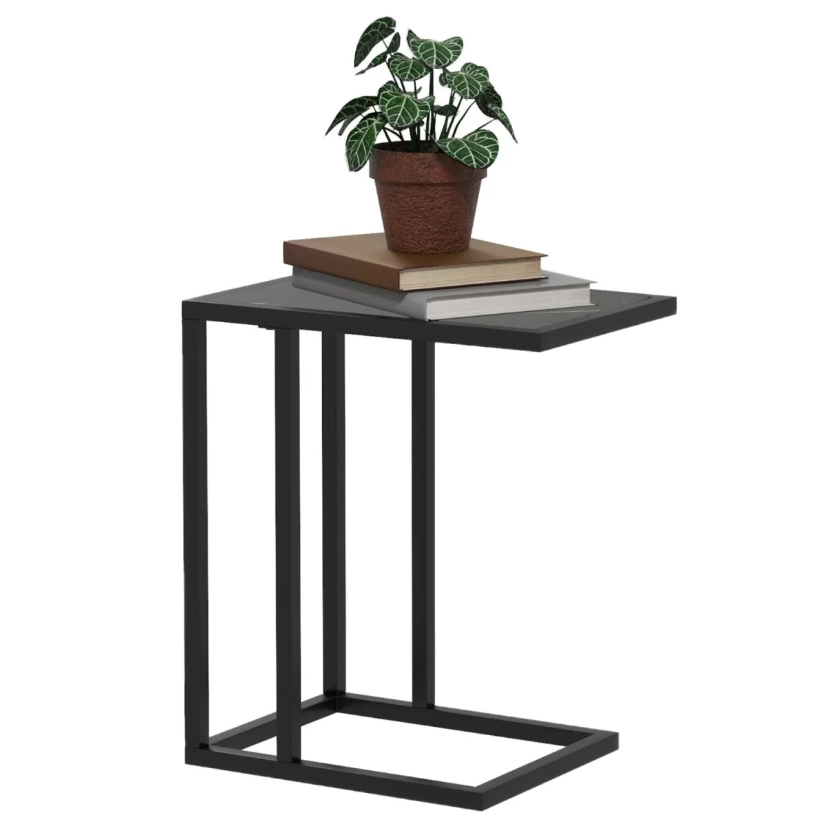 Rase Metal Sofa Table, Black Marble-Effect Top – image 3