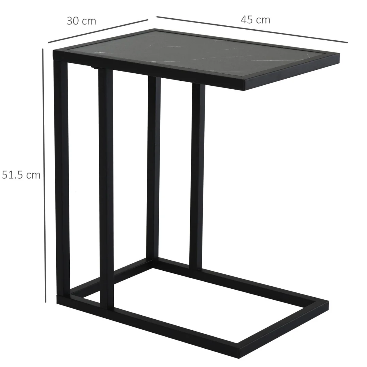 Rase Metal Sofa Table, Black Marble-Effect Top – image 5