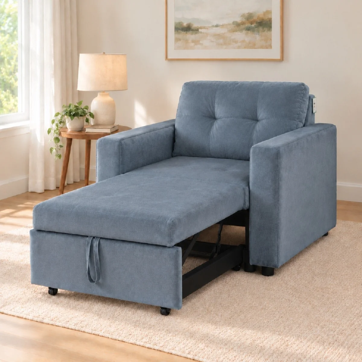 Pull Out Sleeper Chair Bed Single Sofa Armchair Convertible 1-Seater Sofa Bed – image 1