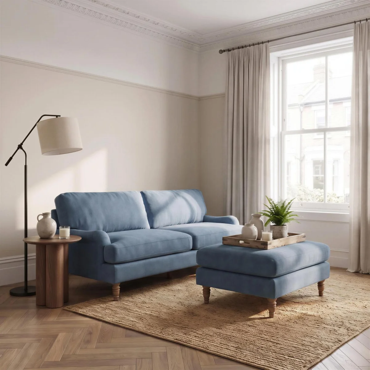 Bernie Chenille Fabric 3 Seater Sofa - Blue – image 4