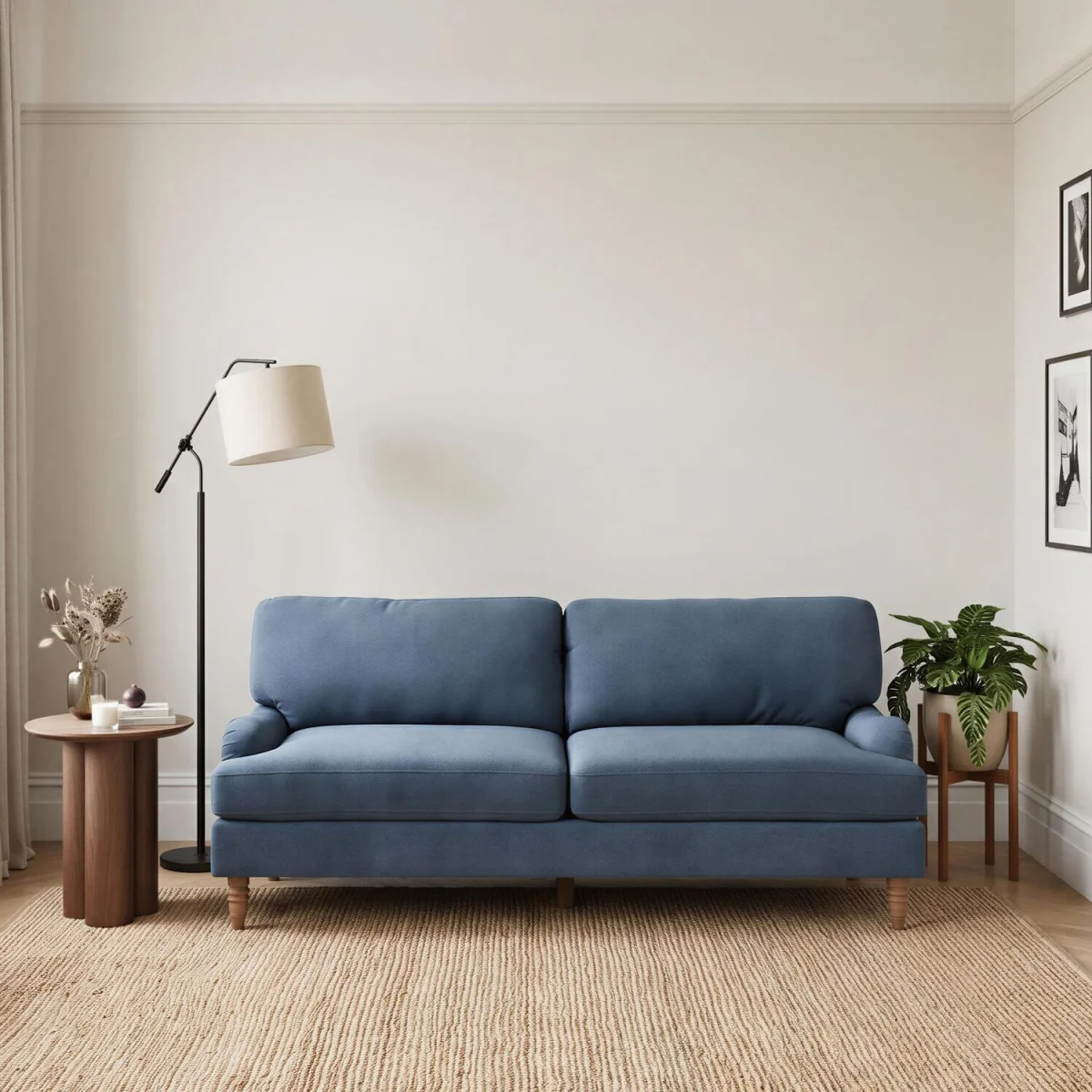 Bernie Chenille Fabric 3 Seater Sofa - Blue – image 1