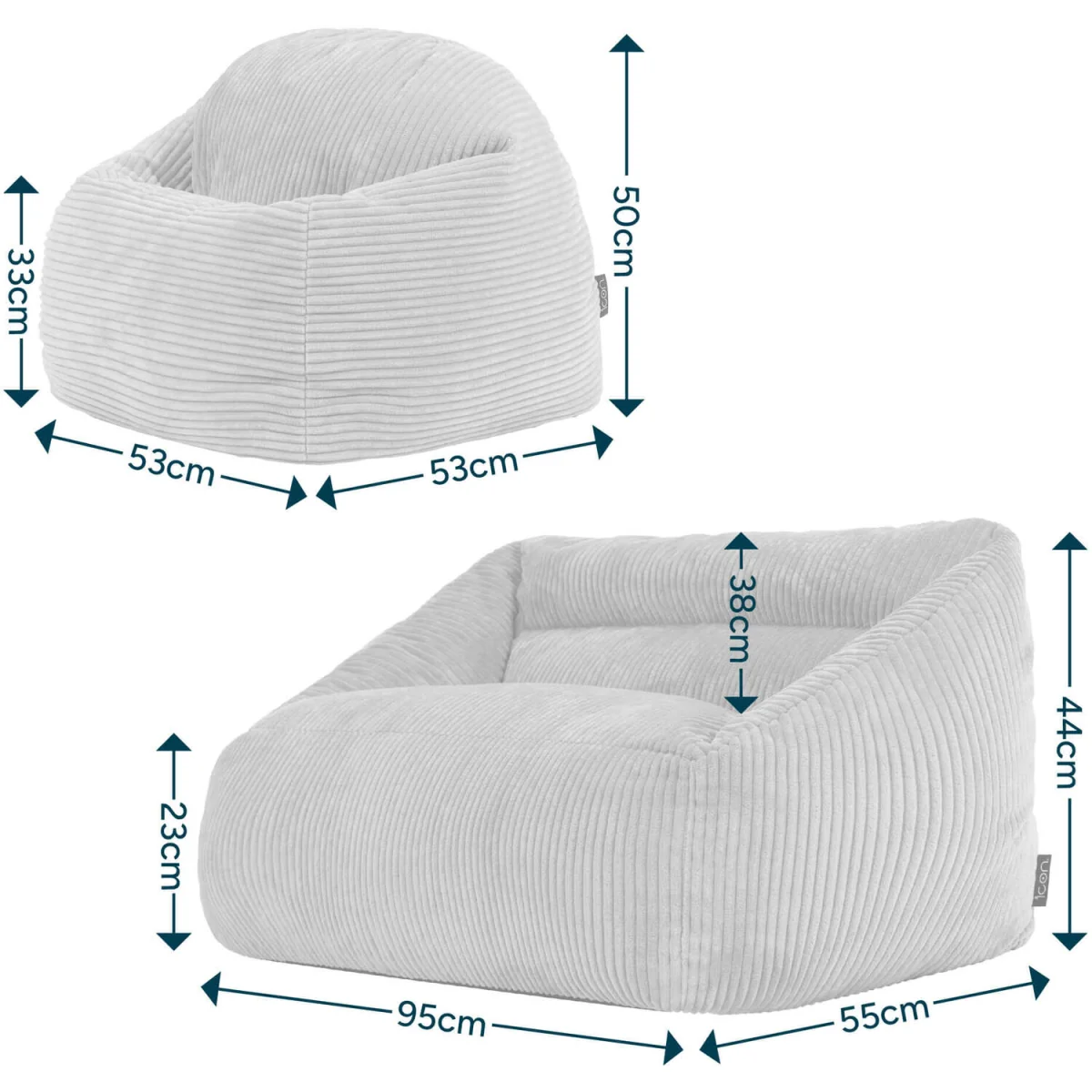 icon Kids Ceclia Sofa and Kids High Rest Jumbo Cord, Stone - Stone – image 4