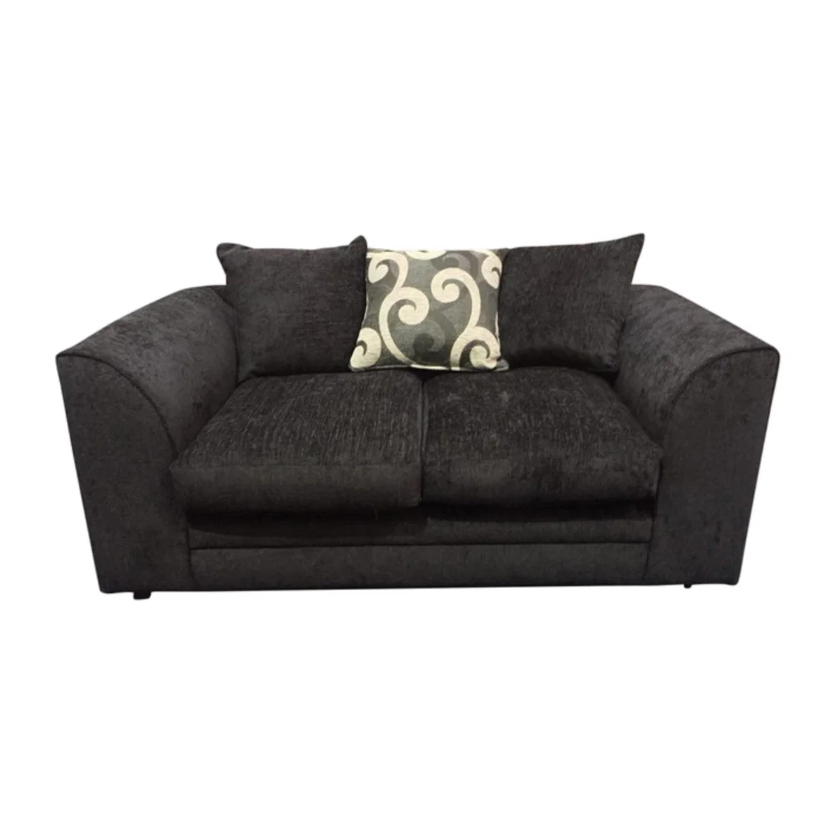 Dynasty Chenille Fabric 2 Seater Sofa - Black