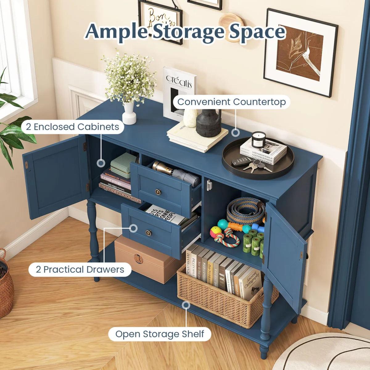 Sofa Stand Behind Couch for Living Room - Blue – image 9